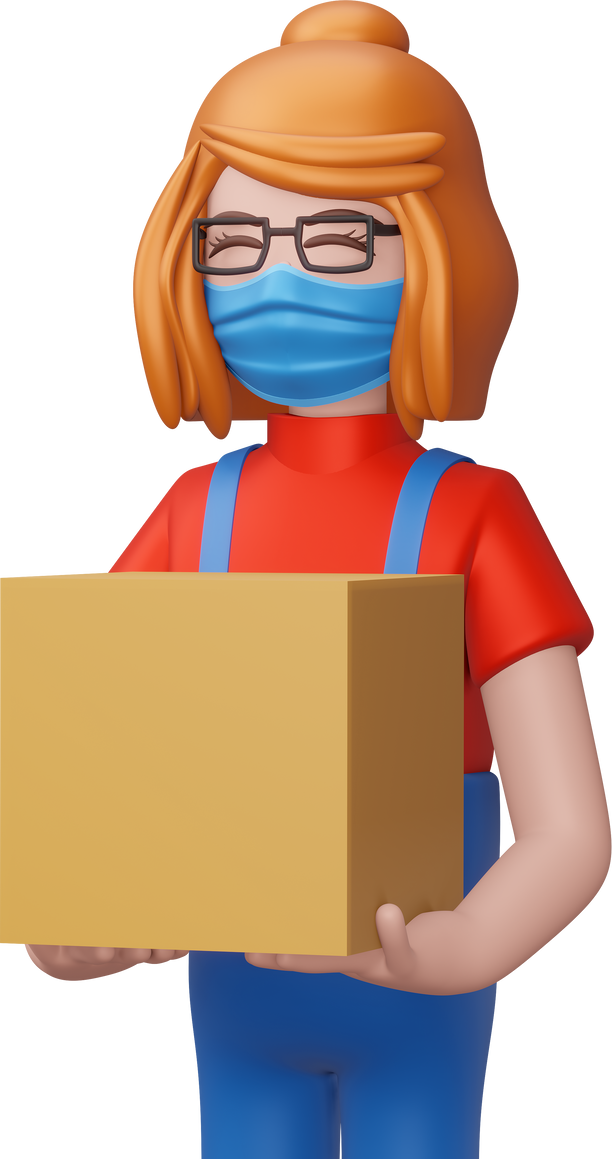 Delivery Girl Holding a Box
